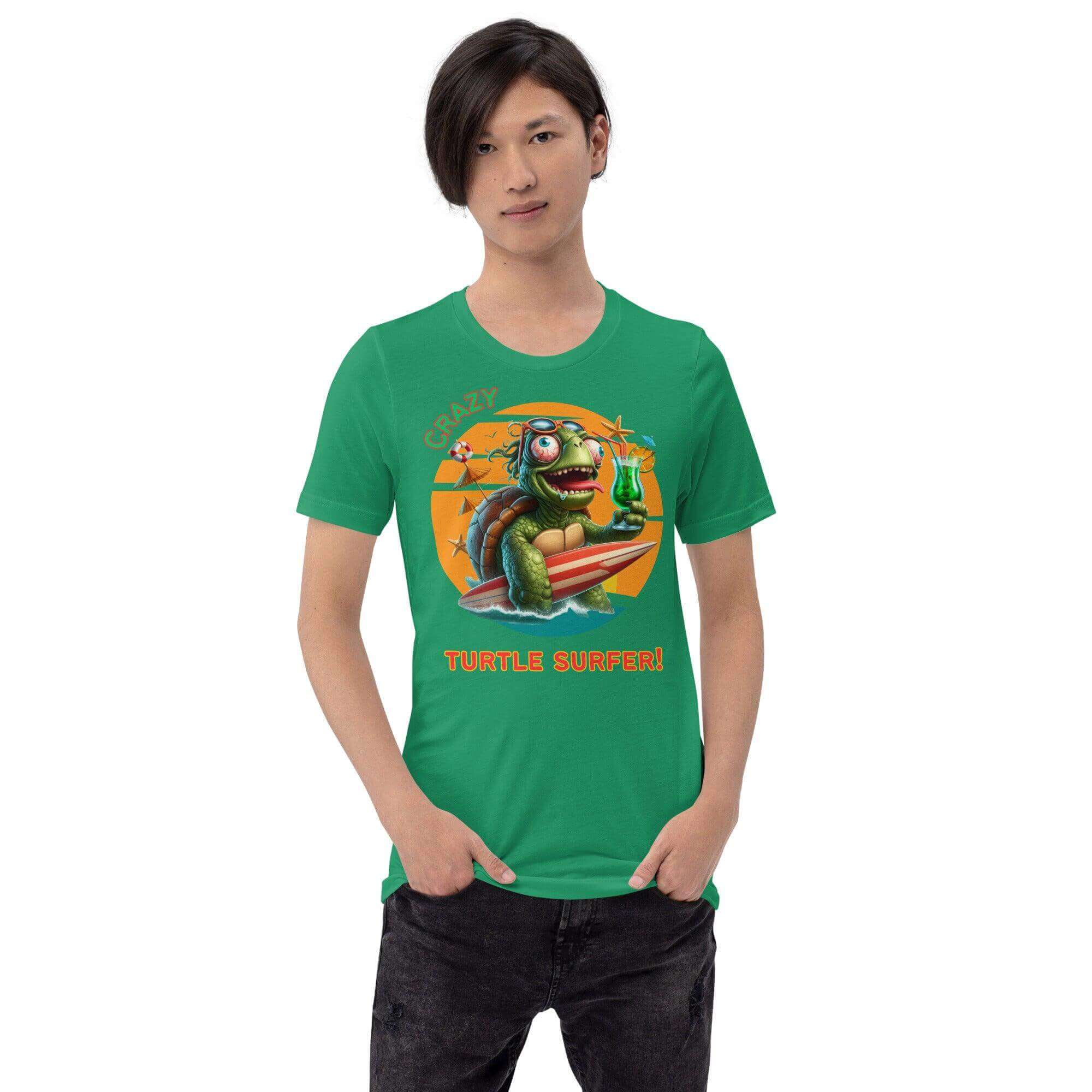 Crazy turtle surfer, Unisex t-shirt , fun design, gifts - EdelFaiZ