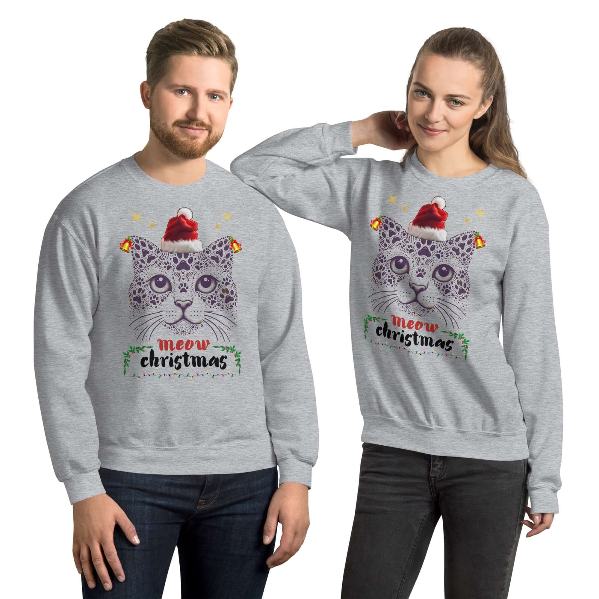 Christmas Meow Cat Unisex Sweatshirt – Festive Feline Fun