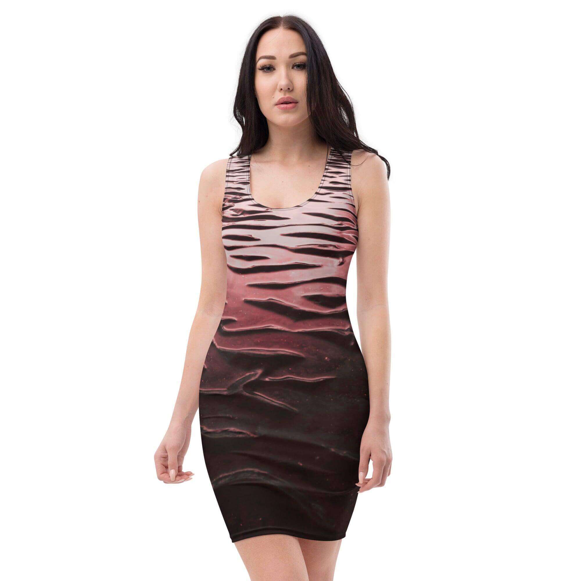 White, brown , black Sunset Iridescent colors Bodycon dress